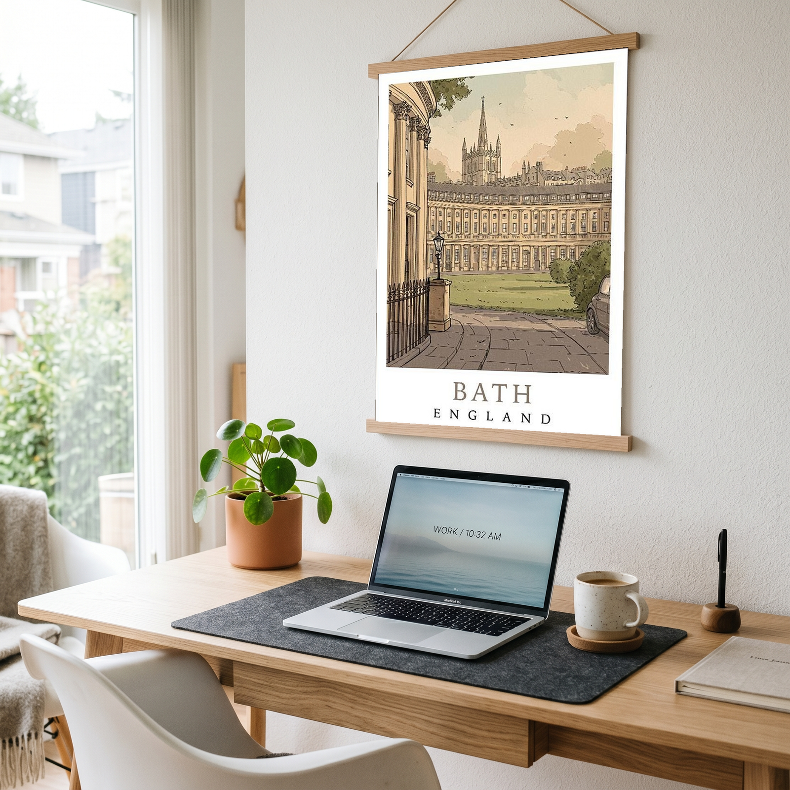 Bath England Travel Poster — Royal Crescent Abbey Georgian Print