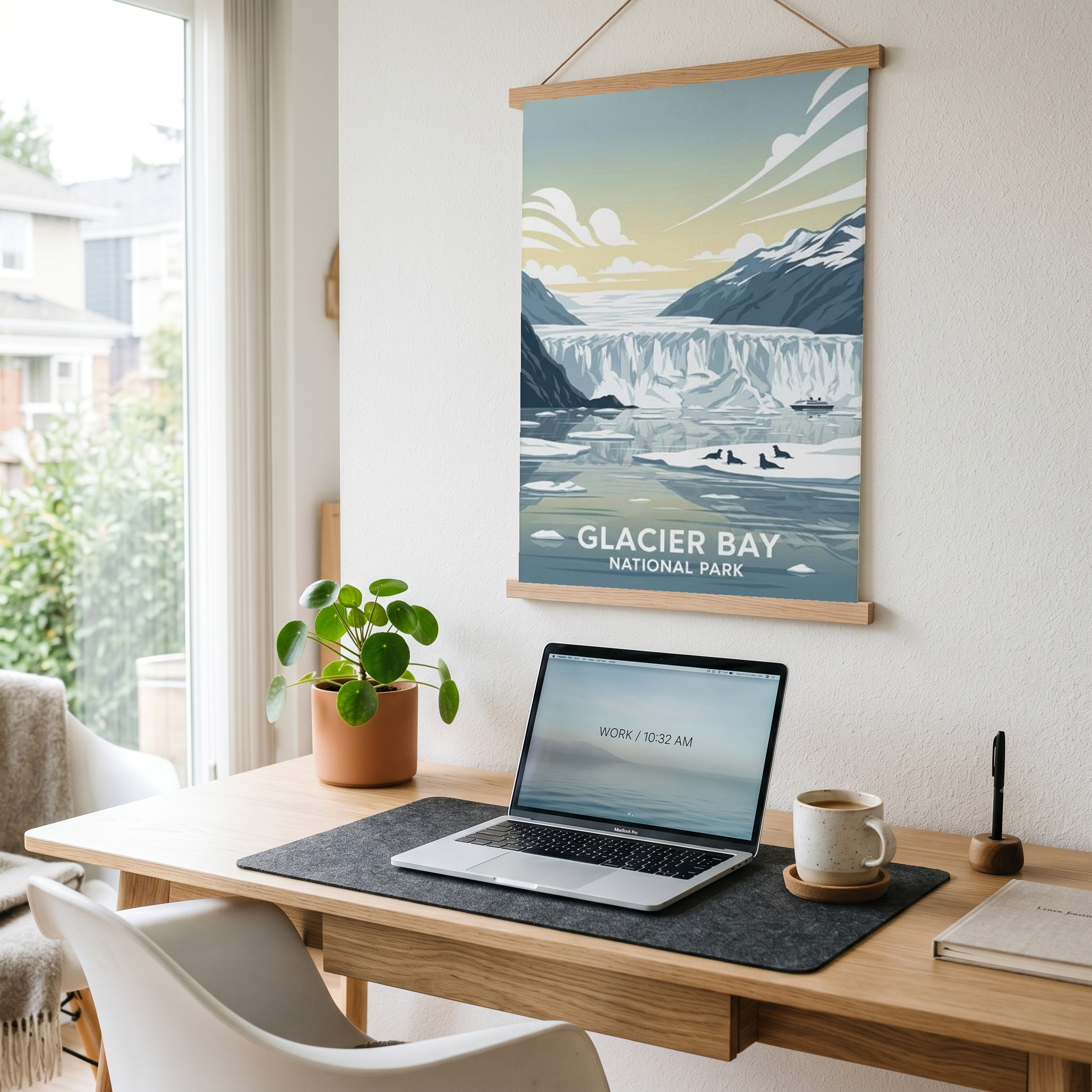 Glacier Bay National Park Poster — Vintage Alaska Tidewater Glacier Seal Print