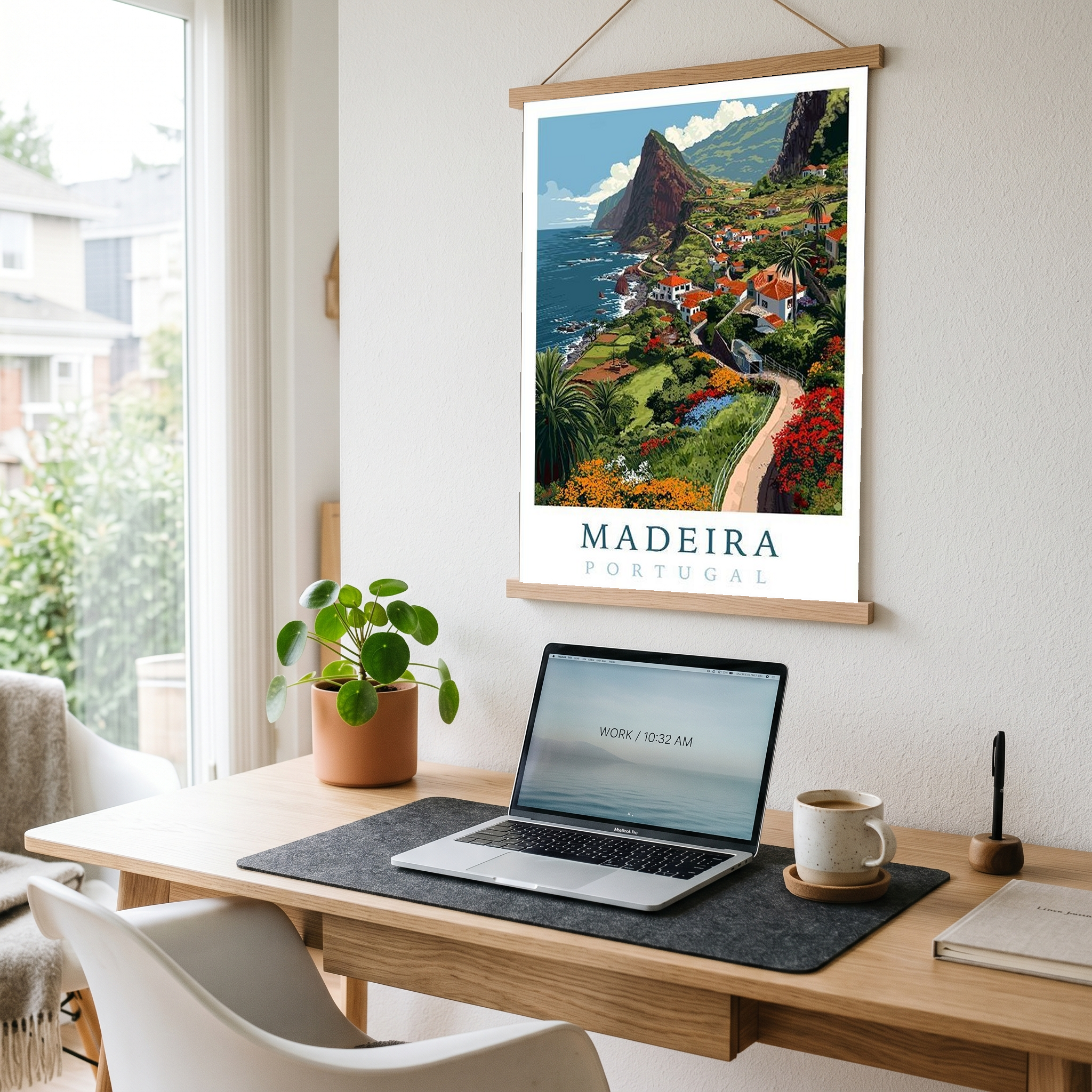 Madeira Portugal Travel Poster — Vintage Island Cliffs Print