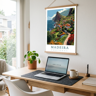 Madeira Portugal Travel Poster — Vintage Island Cliffs Print