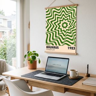 Bauhaus Frankfurt 1923 Poster - Green Geometric Wavy Star Print