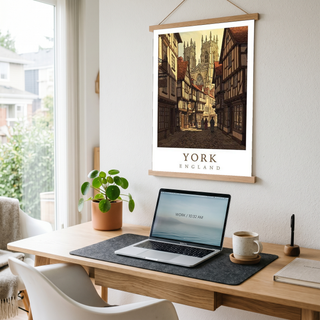 York England Travel Poster — Shambles Medieval City York Minster Print