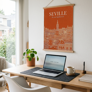 Seville Line Art Print — Terracotta Giralda Tower Plaza de España Wall Art