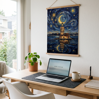 Maiden Tower Istanbul Crescent Moon Print — Van Gogh-Style Bosphorus Wall Art