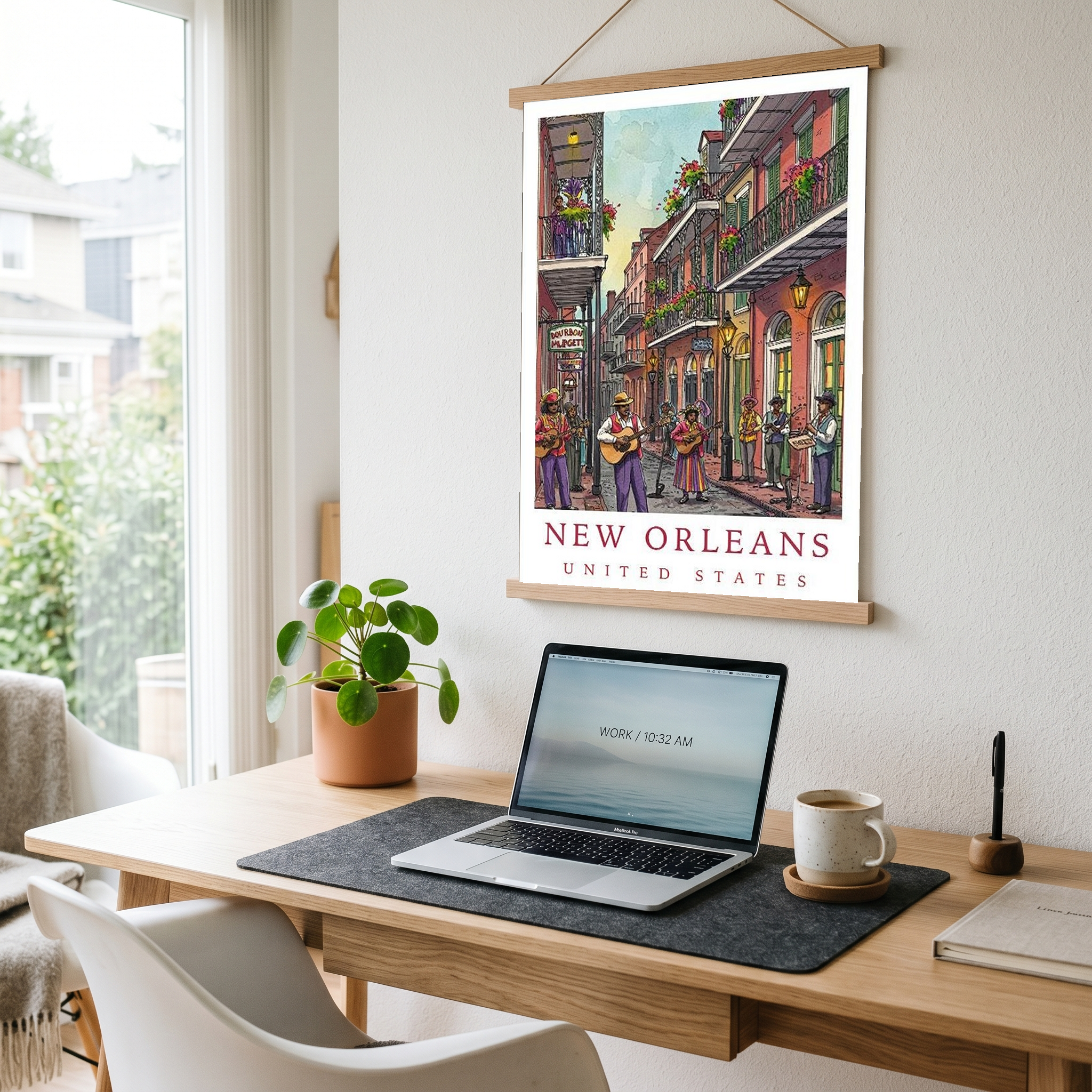 New Orleans Travel Poster — French Quarter Jazz Buskers Street Print