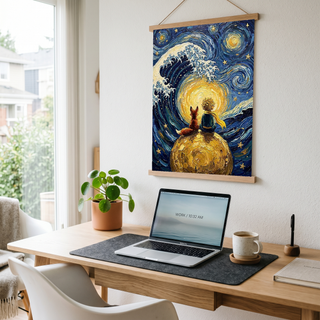 Little Prince Fox &amp; Planet Print — Van Gogh-Style Nursery Wall Art
