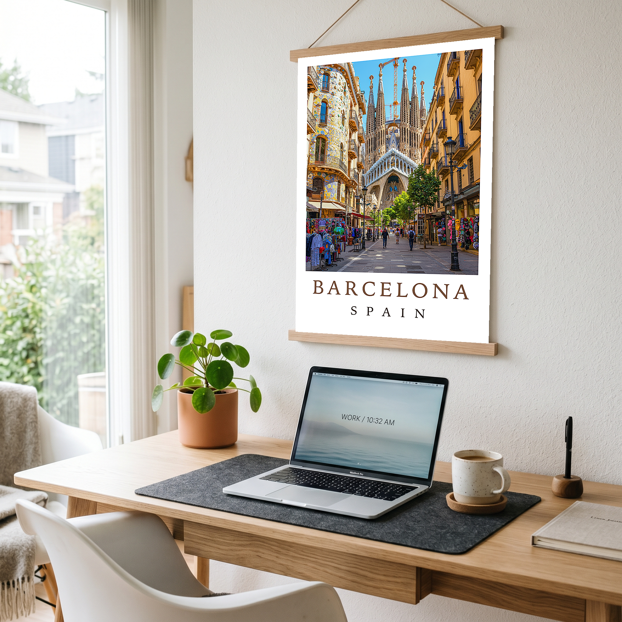 Barcelona Spain Travel Poster — Sagrada Familia Cityscape Print