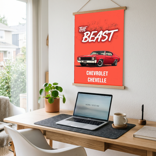 The Beast Chevy Chevelle Poster — Red Muscle Car Wall Art Print