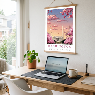 Washington DC — Cherry Blossom Monument Wall Art Print