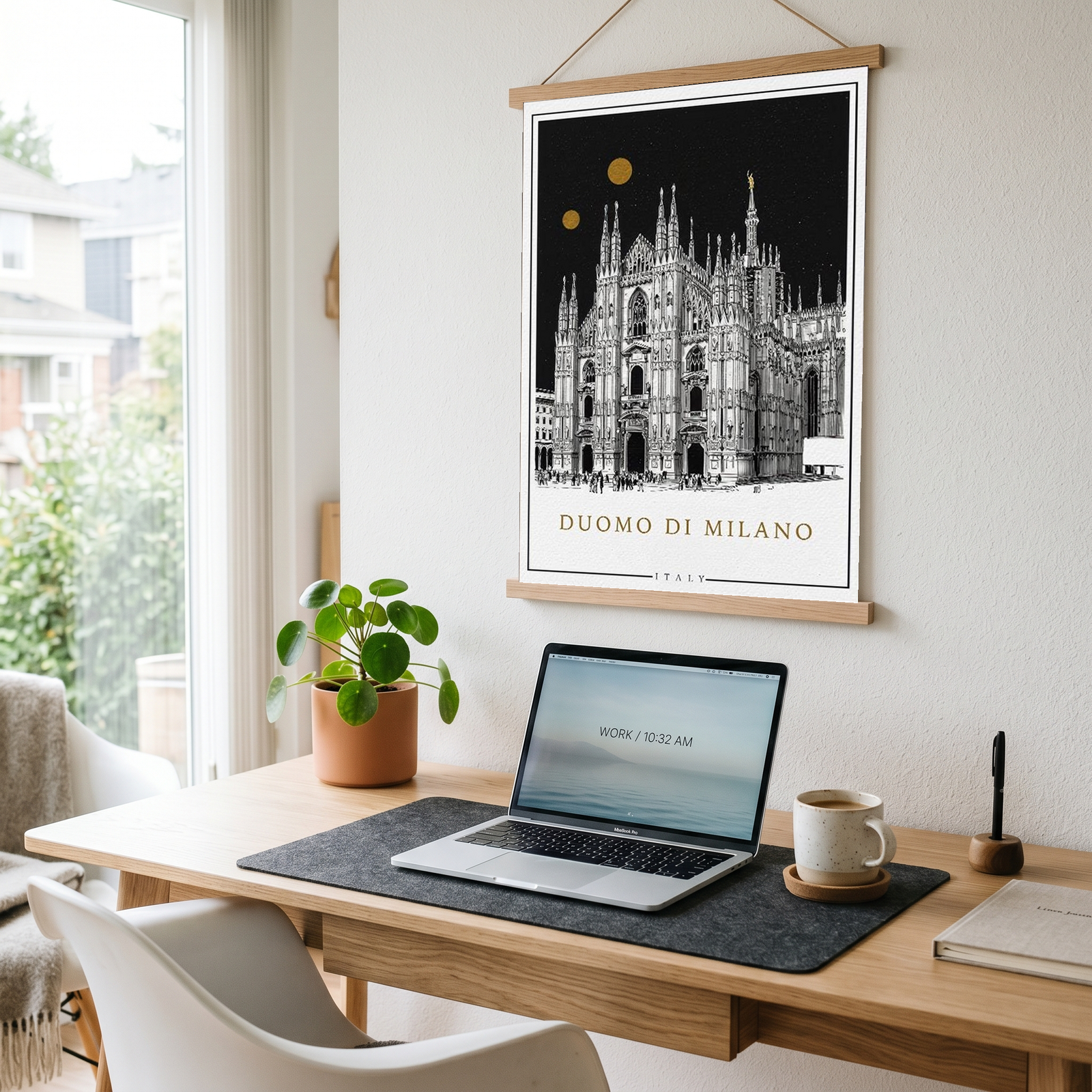 Duomo di Milano Italy Poster — Milan Cathedral Gold Moons Print