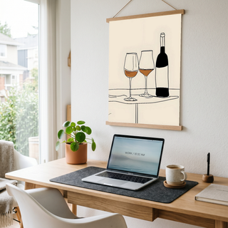 Minimalist Wine Line Art Print – Modern Kitchen & Bar Cart Poster