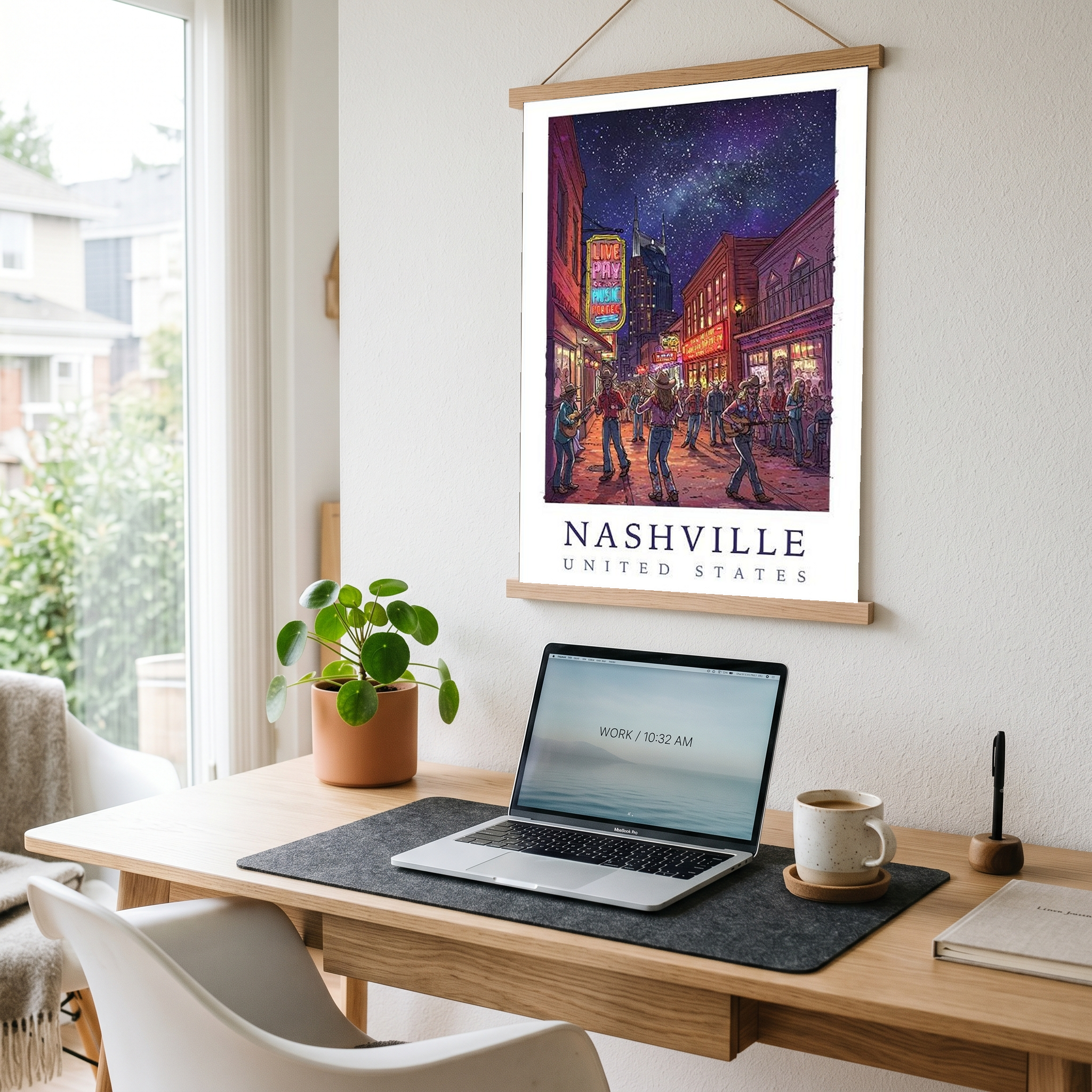 Nashville Travel Poster — Music City Broadway Honky Tonks Night Print