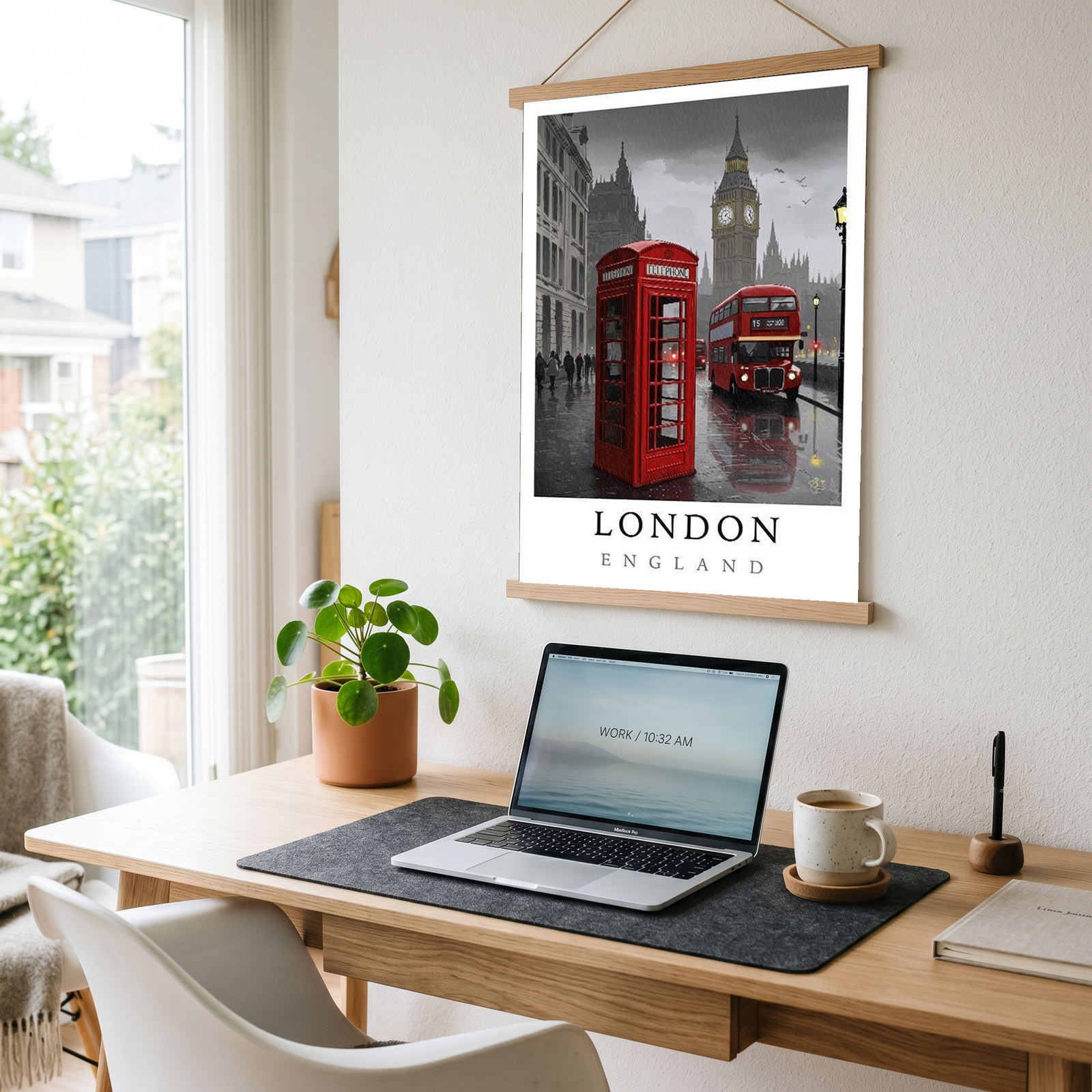 London Travel Poster — Big Ben Red Bus Telephone Box Iconic Print