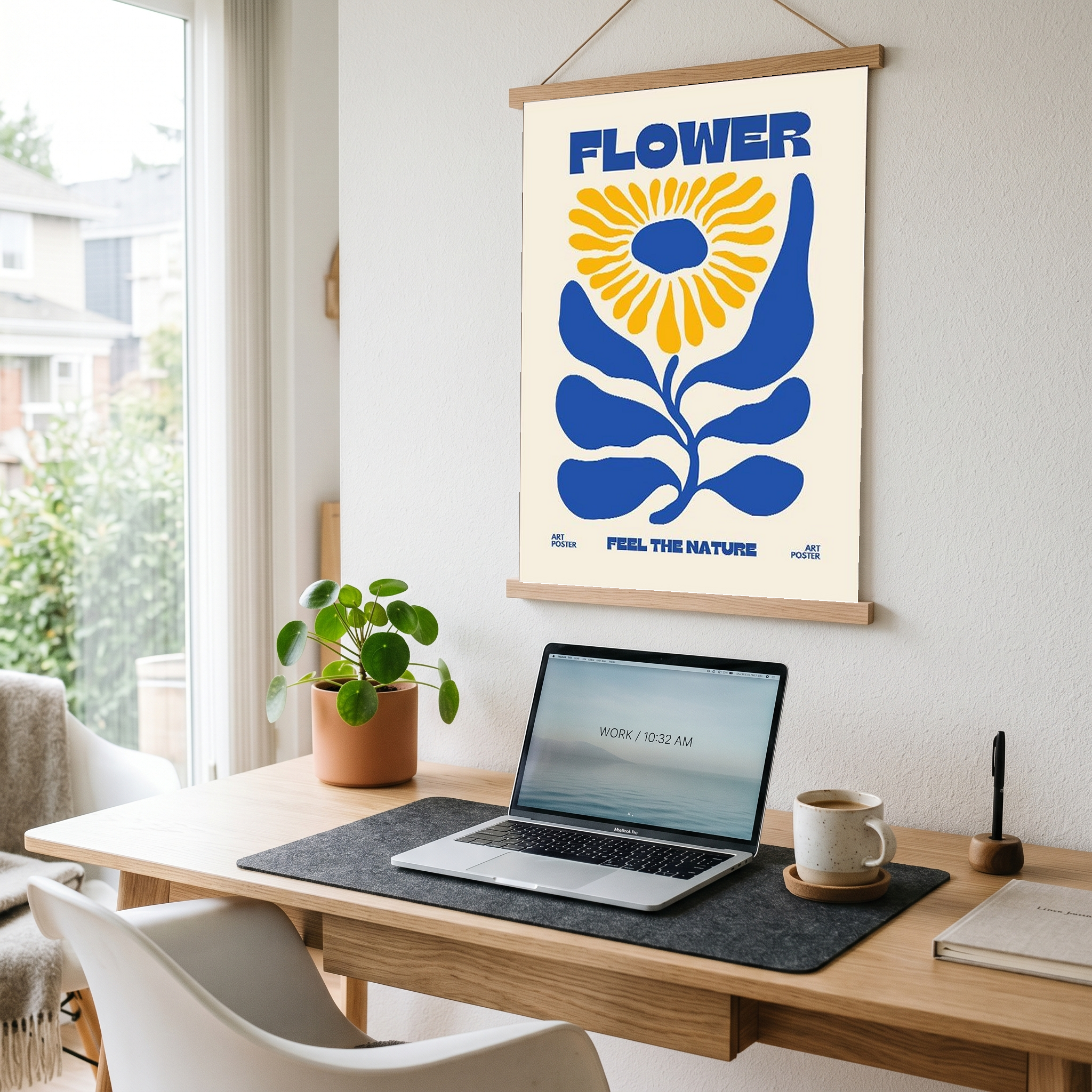 FLOWER Feel the Nature Poster — Mid-Century Botanical Cut-Out Print