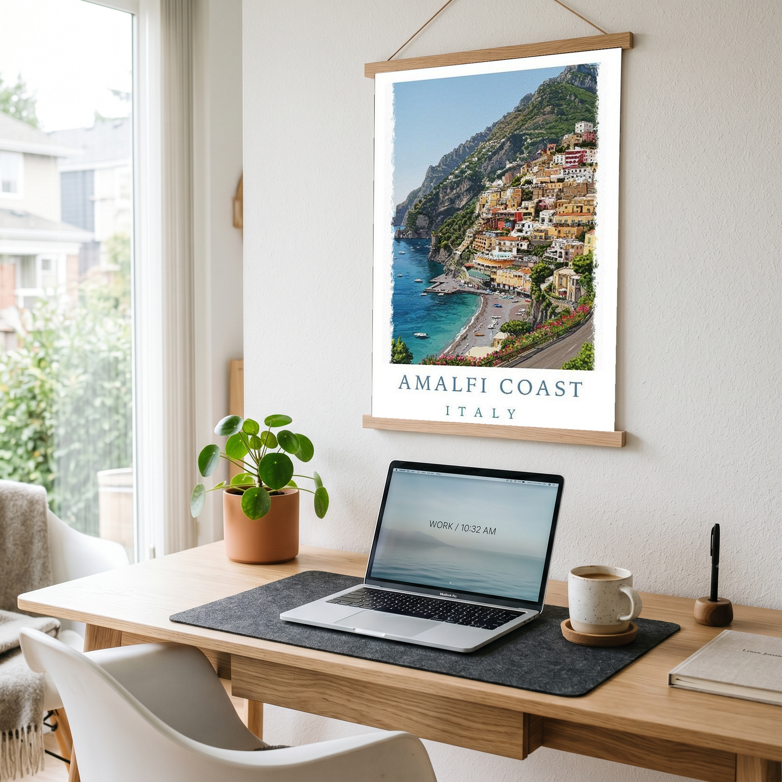 Amalfi Coast Italy Travel Poster — Positano Cliffside Village Print