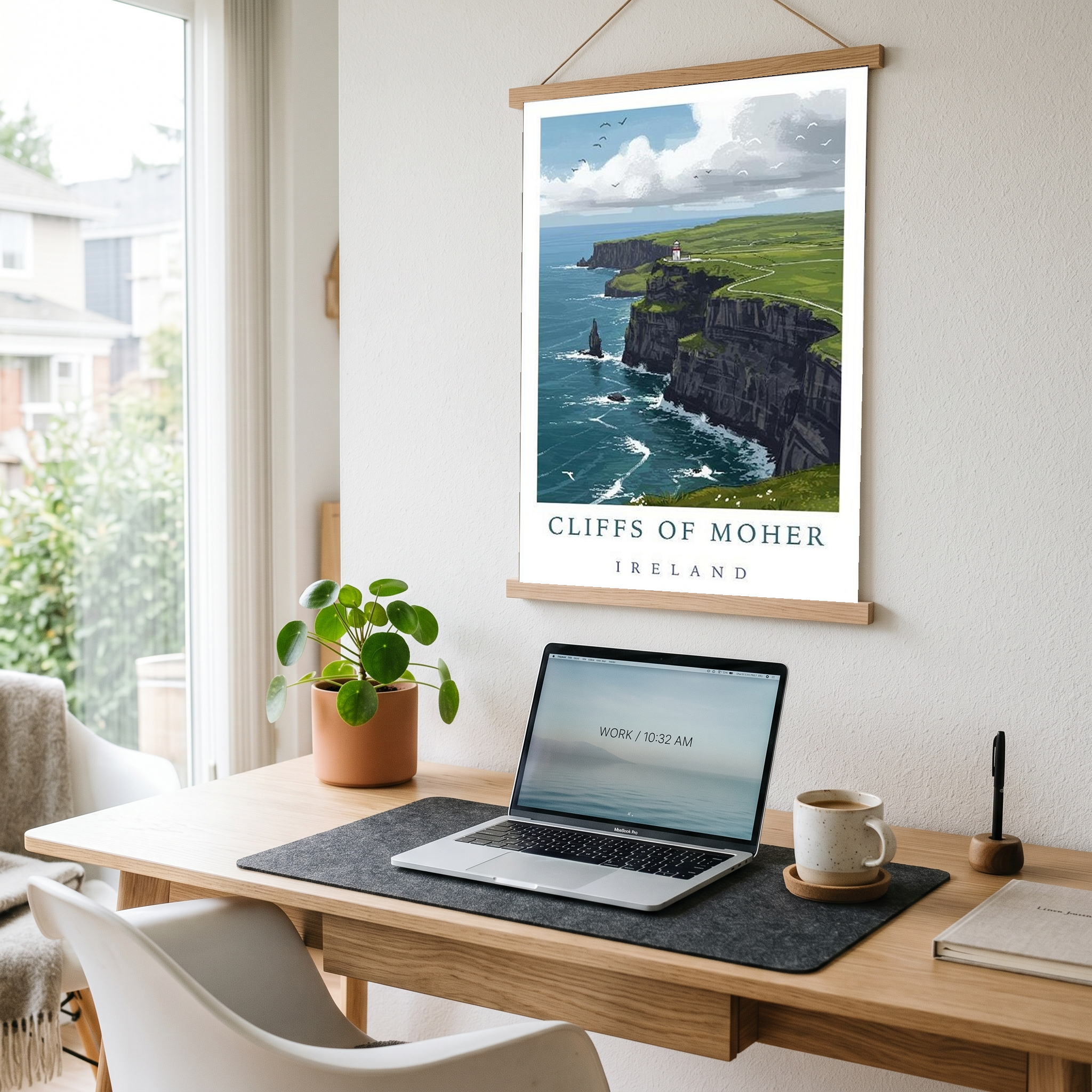 Cliffs of Moher Ireland Travel Poster — Coastal Lighthouse Atlantic Print