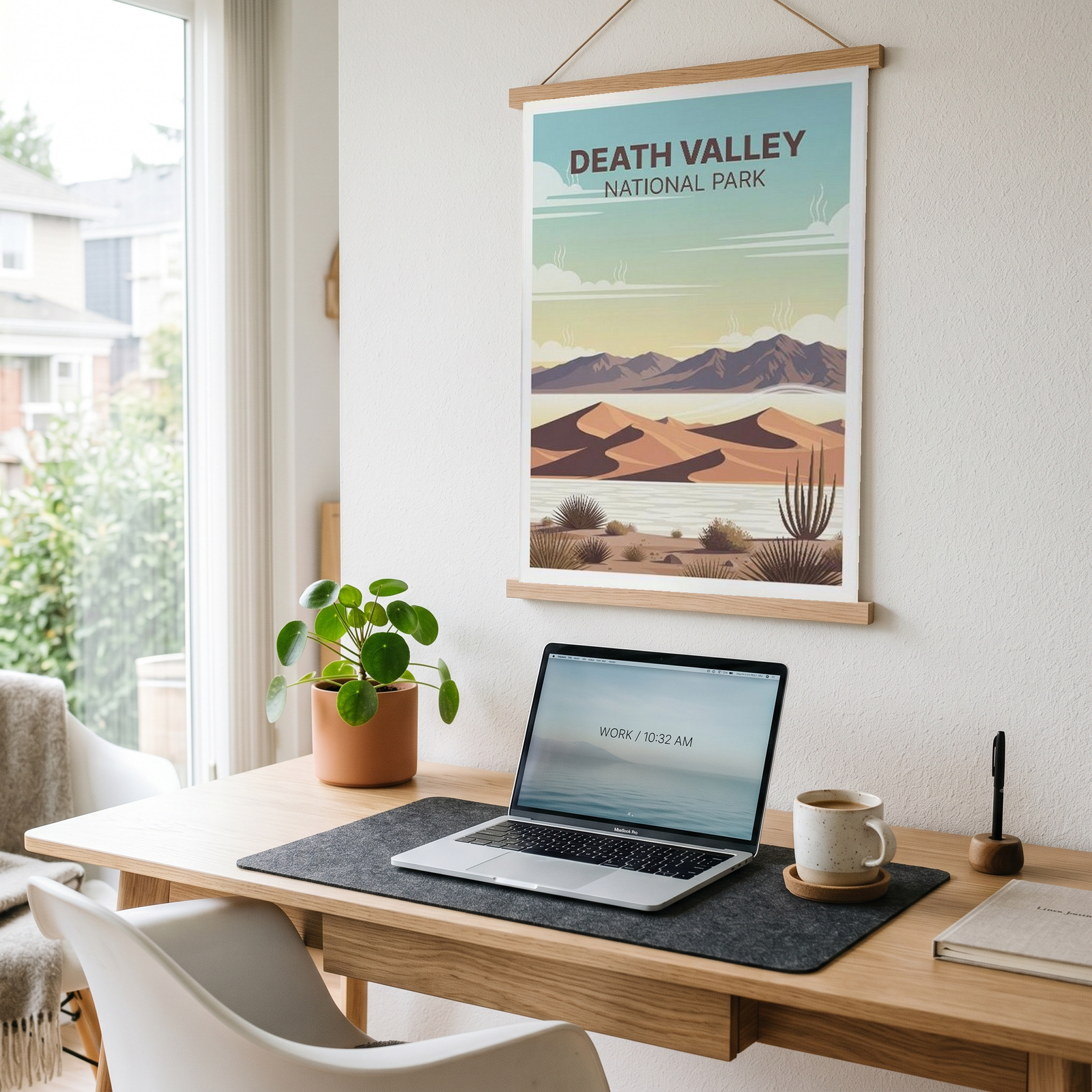 Death Valley National Park Poster — Vintage Sand Dunes Desert Mountain Print