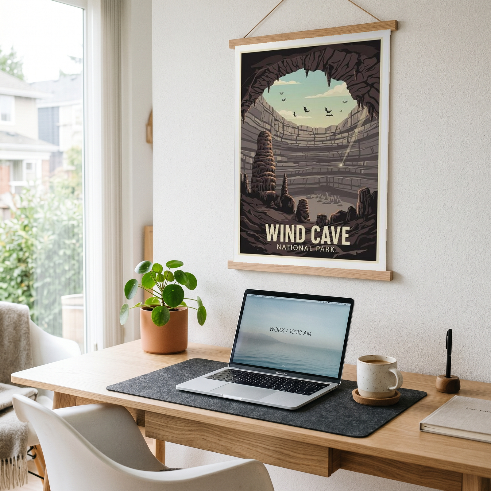 Wind Cave National Park Poster — Vintage South Dakota Cave Bat Print