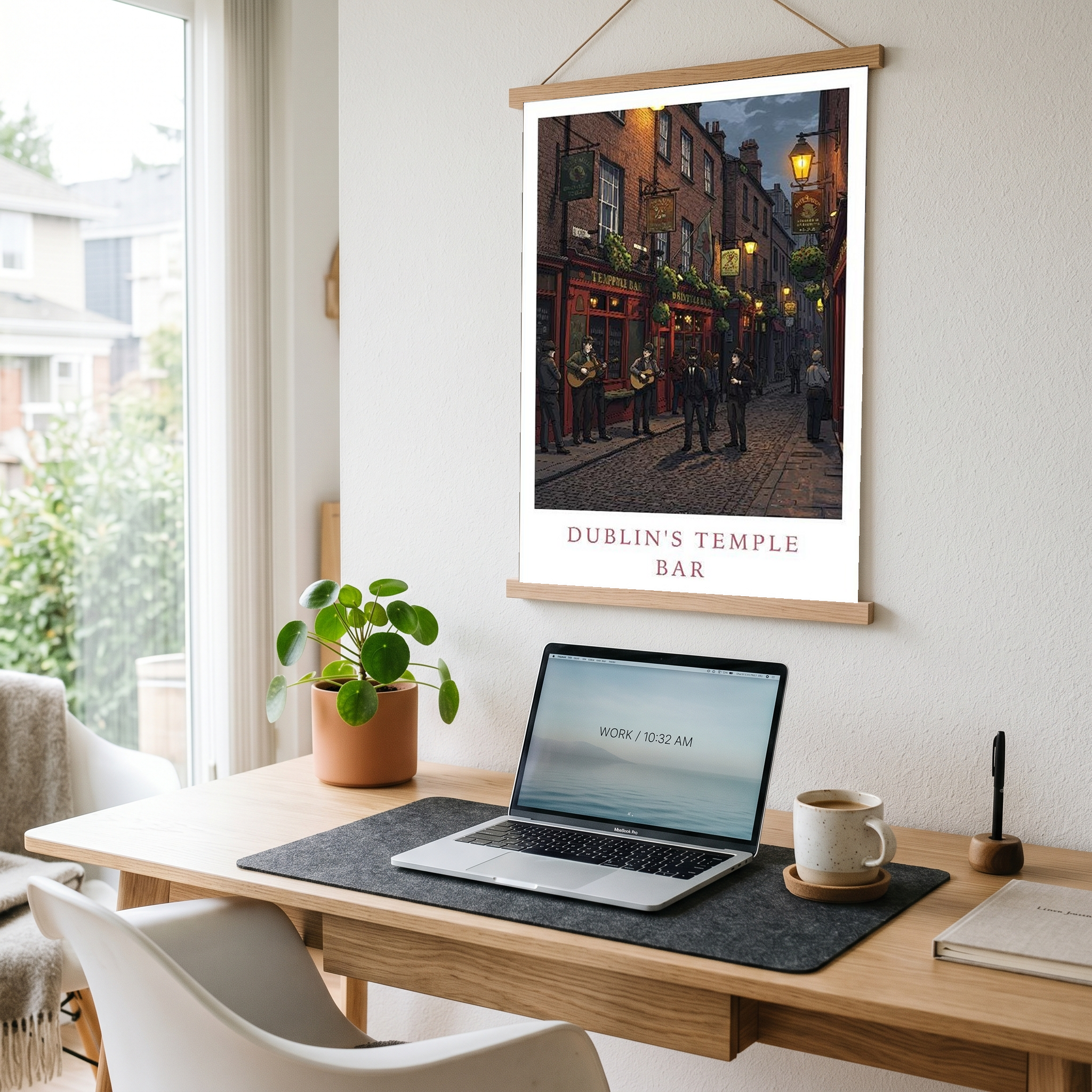 Dublin Ireland Travel Poster — Temple Bar Irish Pub Buskers Night Print