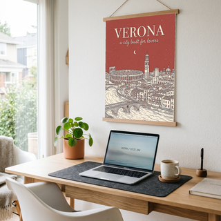 Verona Line Art Print — Rust Arena Ponte Pietra Skyline Wall Art