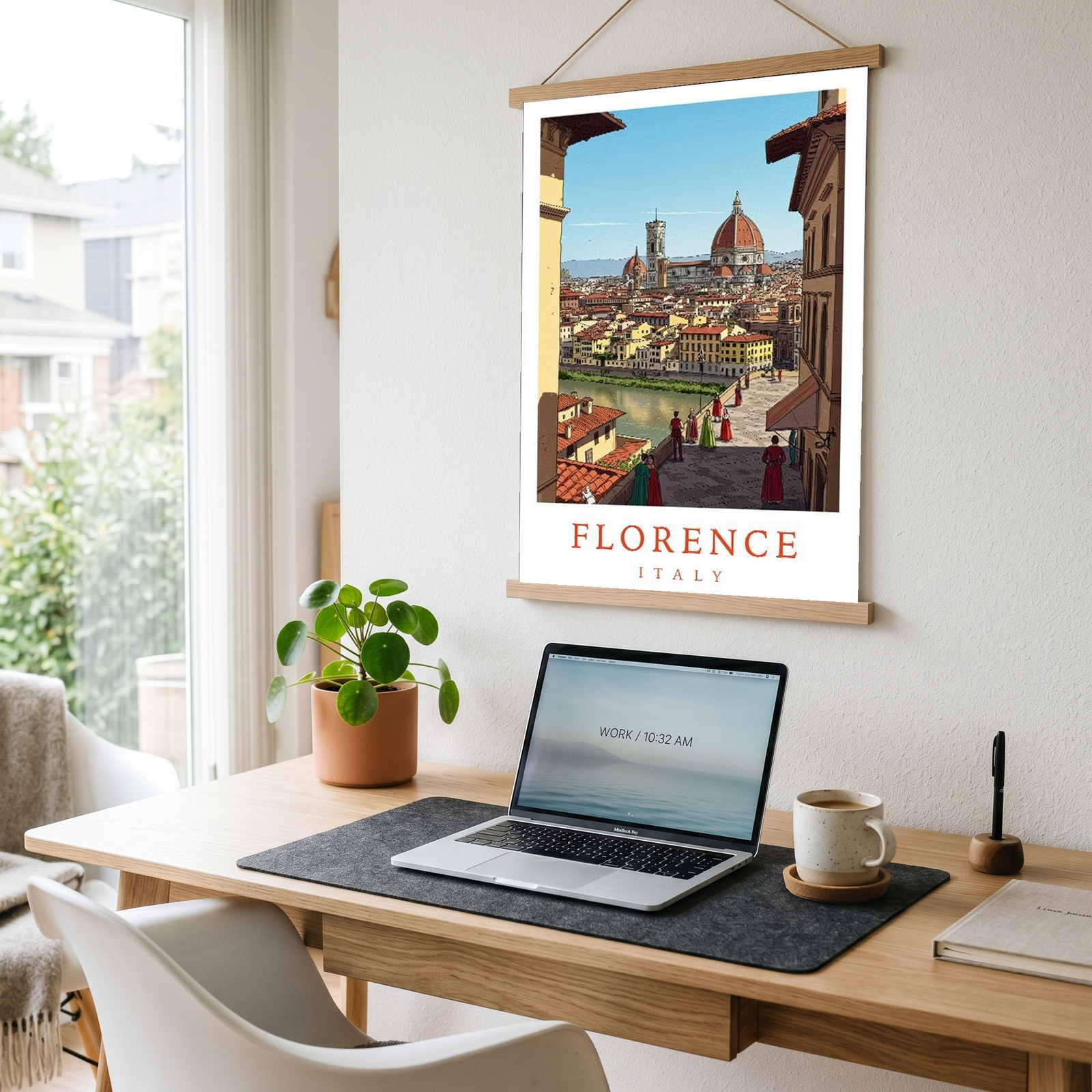 Florence Italy Travel Poster — Duomo Cathedral Renaissance Street Print