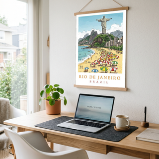 Rio de Janeiro Brazil Travel Poster — Christ Redeemer Copacabana Print