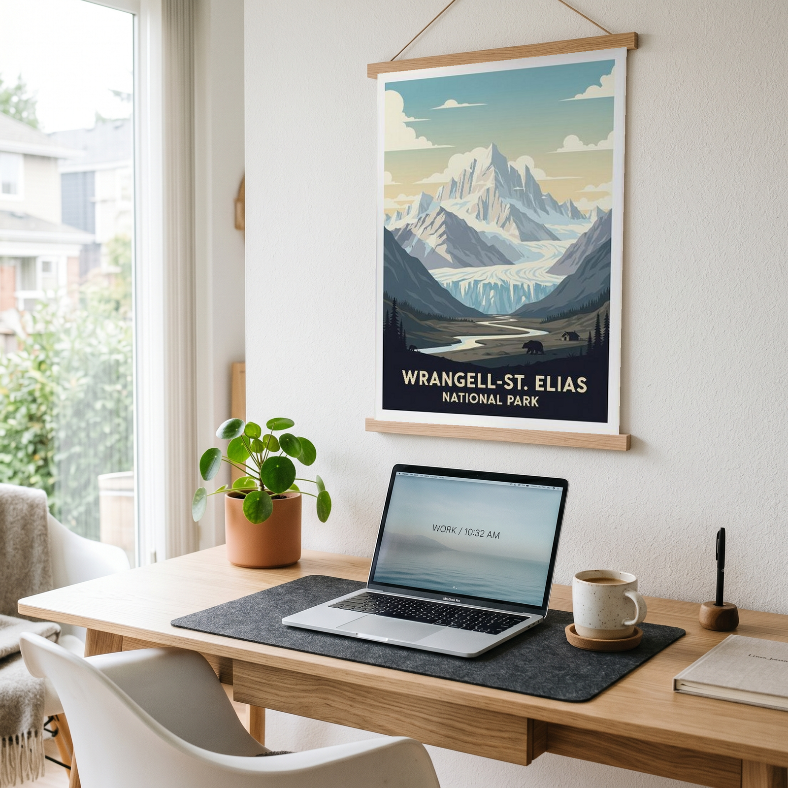 Wrangell-St. Elias National Park Poster — Vintage Alaska Glacier Mountain Bear Print