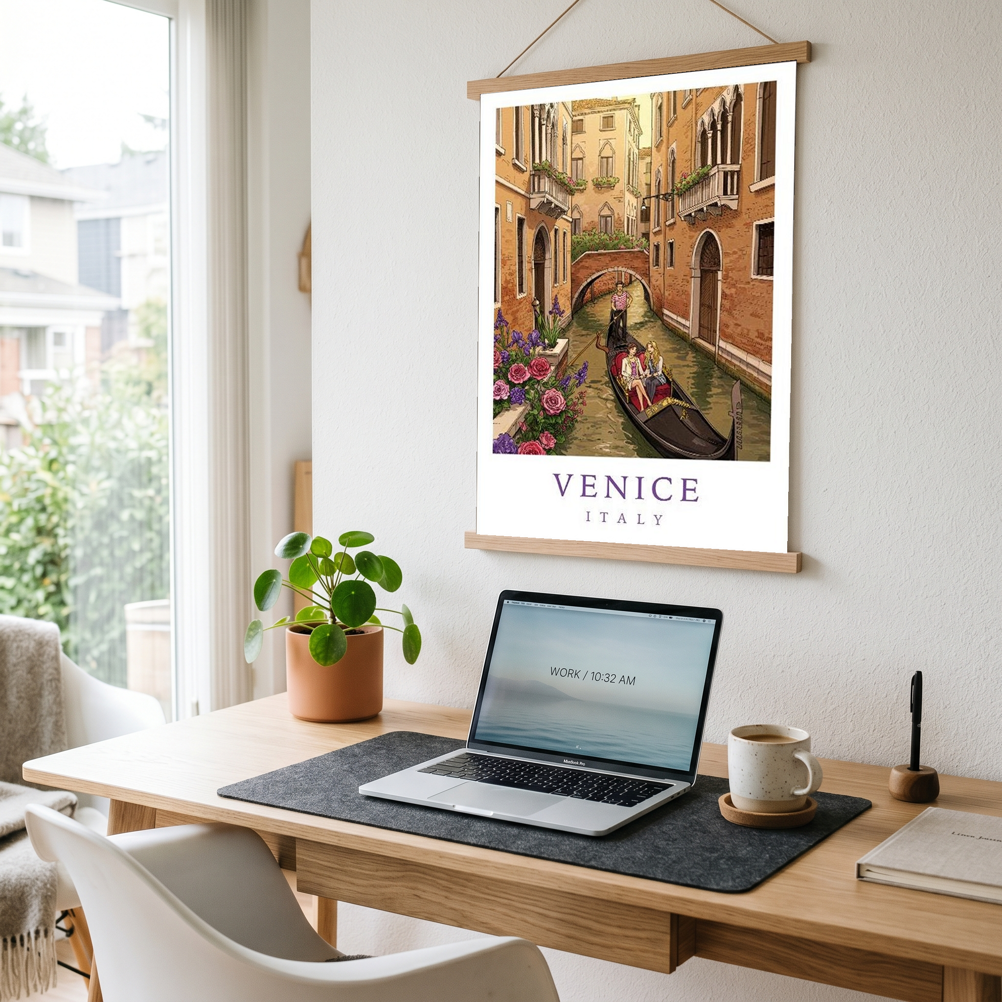 Venice Italy Travel Poster — Gondola Canal Romantic Wall Art Print