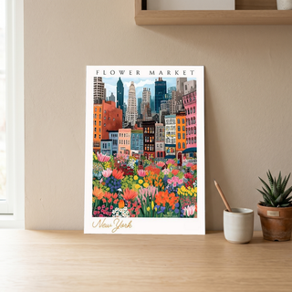 New York Flower Market — Vibrant Cityscape Botanical Wall Art Print