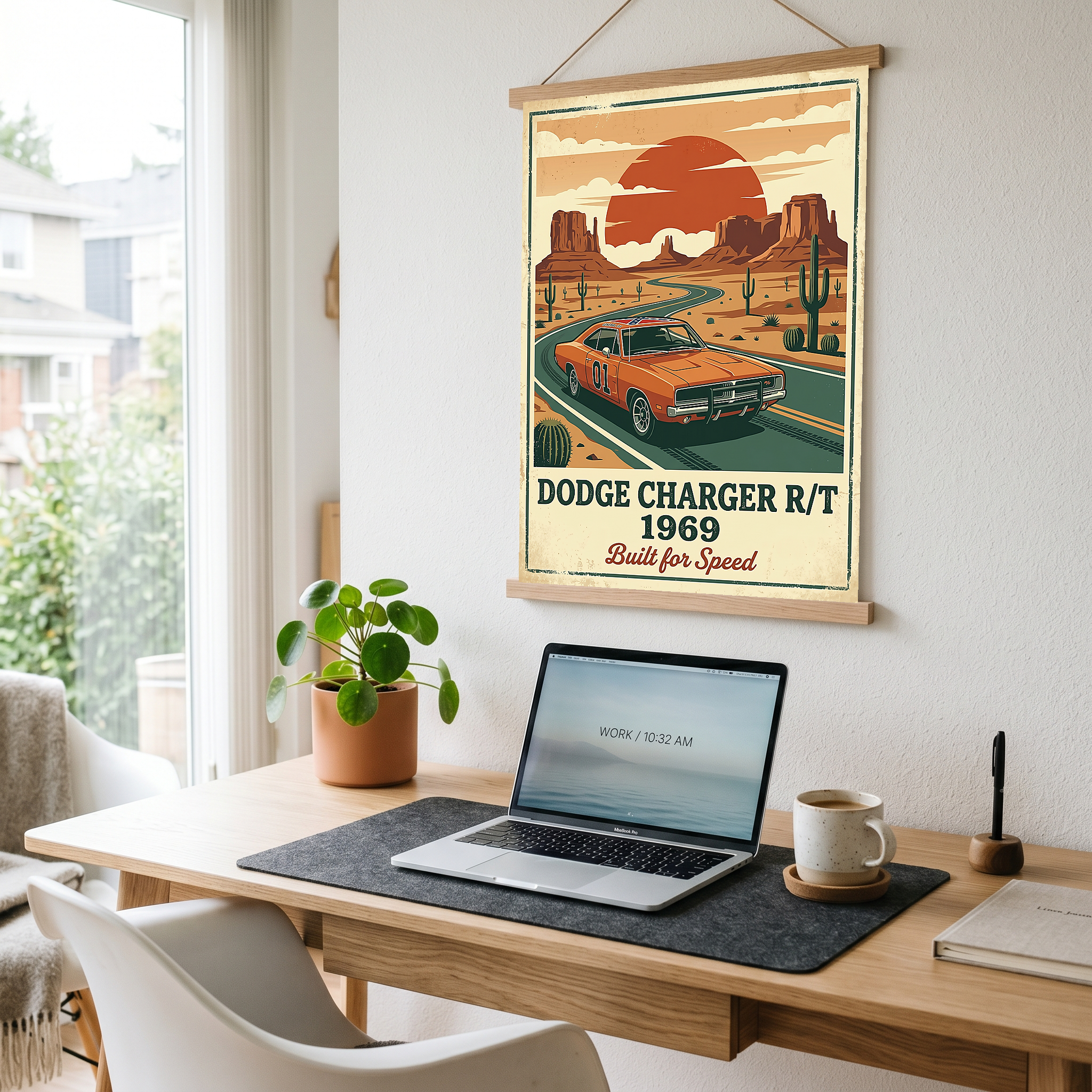 Dodge Charger R/T 1969 Poster — Vintage Muscle Car Monument Valley Print