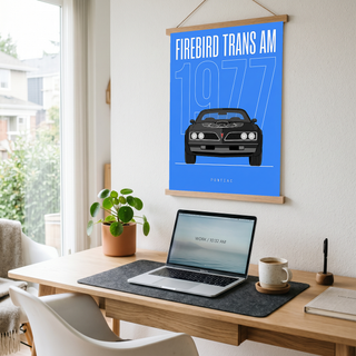 Pontiac Firebird Trans Am 1977 V2 Royal Blue Minimalist Poster — Bandit Muscle Line Art