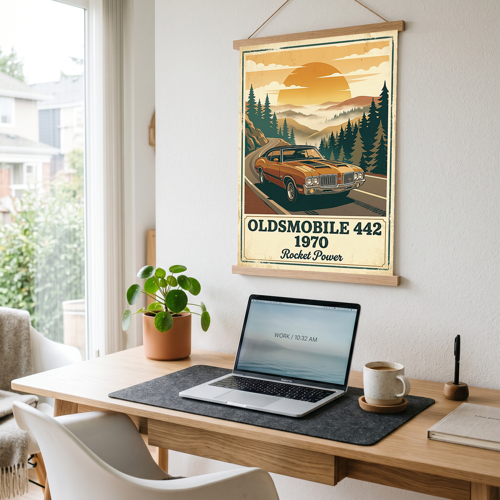 Oldsmobile 442 1970 Poster — Vintage Muscle Car Mountain Pine Print