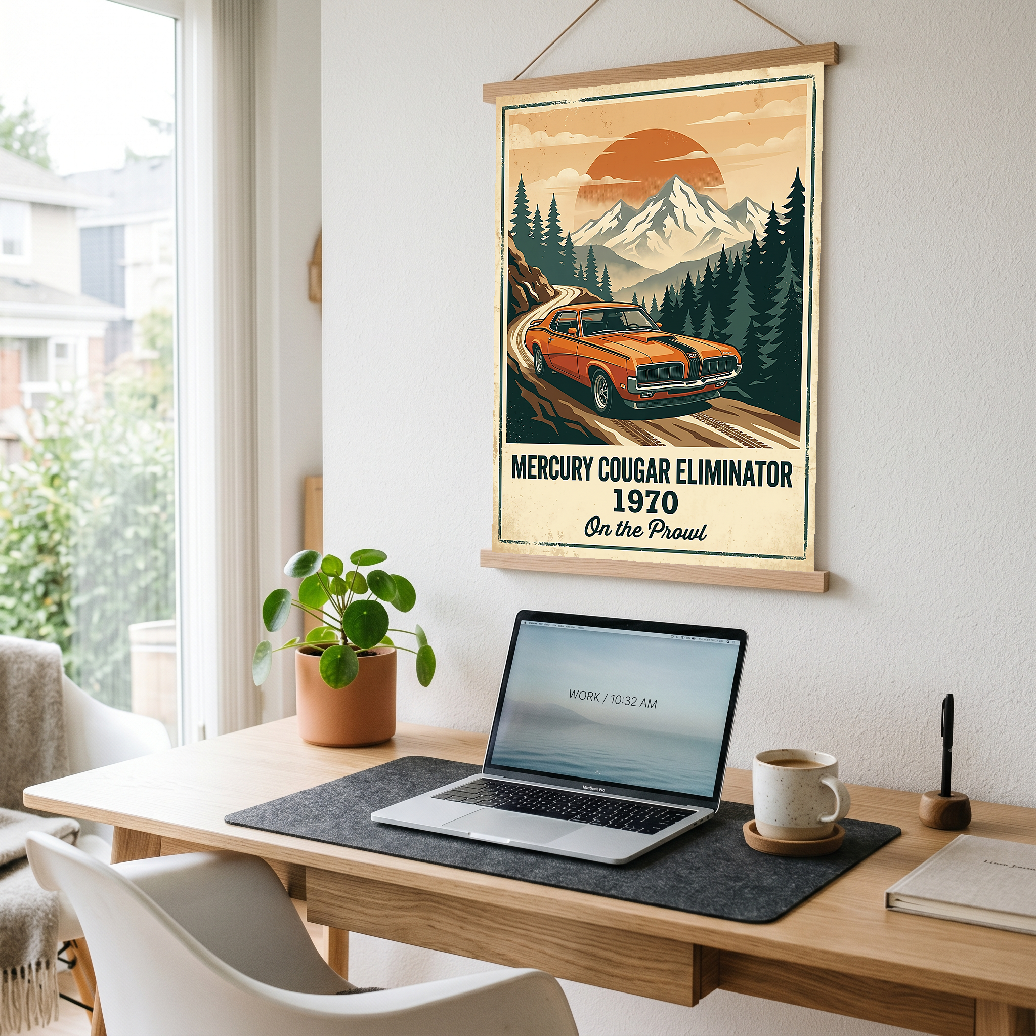 Mercury Cougar Eliminator 1970 Poster — Vintage Muscle Car Mountain Pine Print