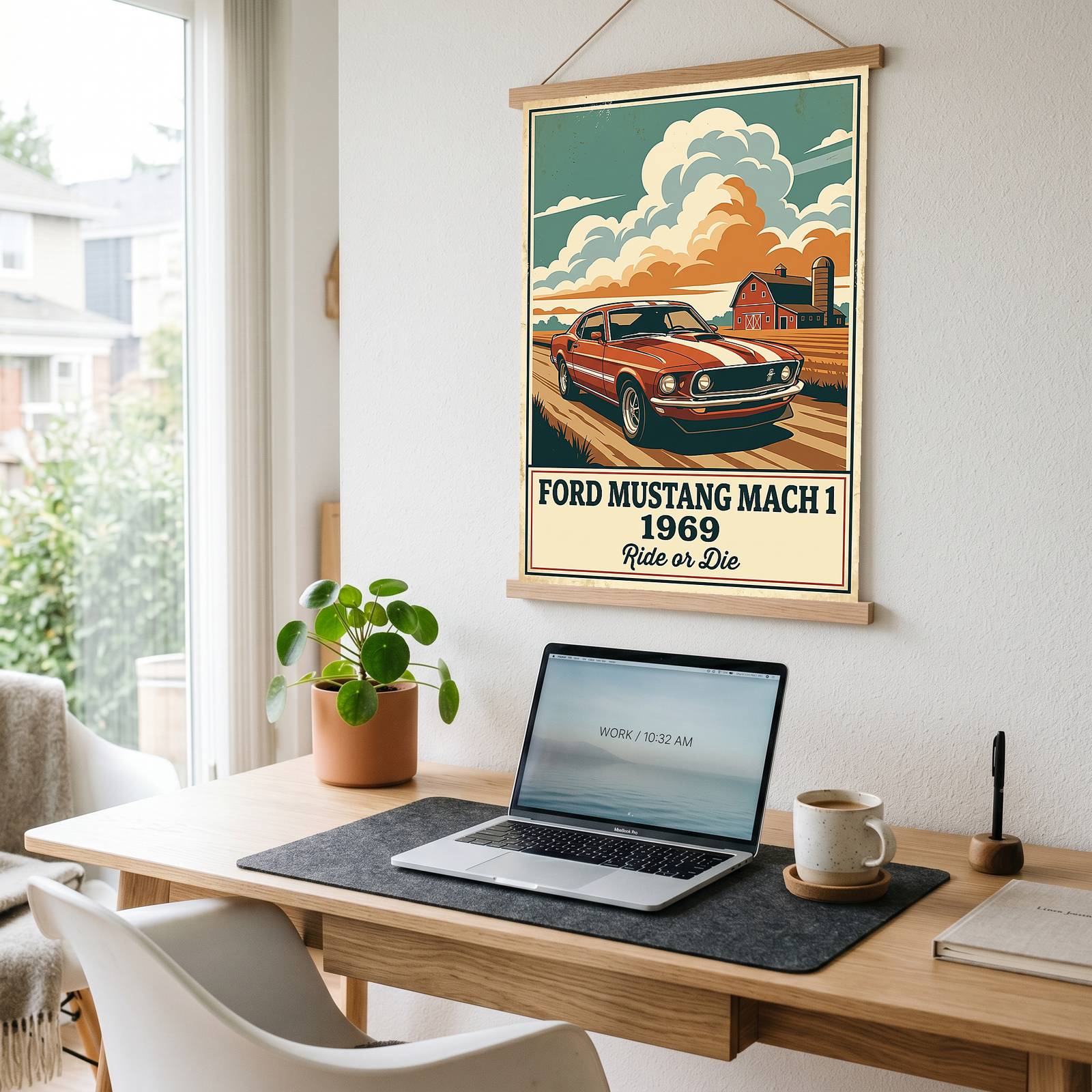Ford Mustang Mach 1 1969 Poster — Vintage Muscle Country Sky Barn Print