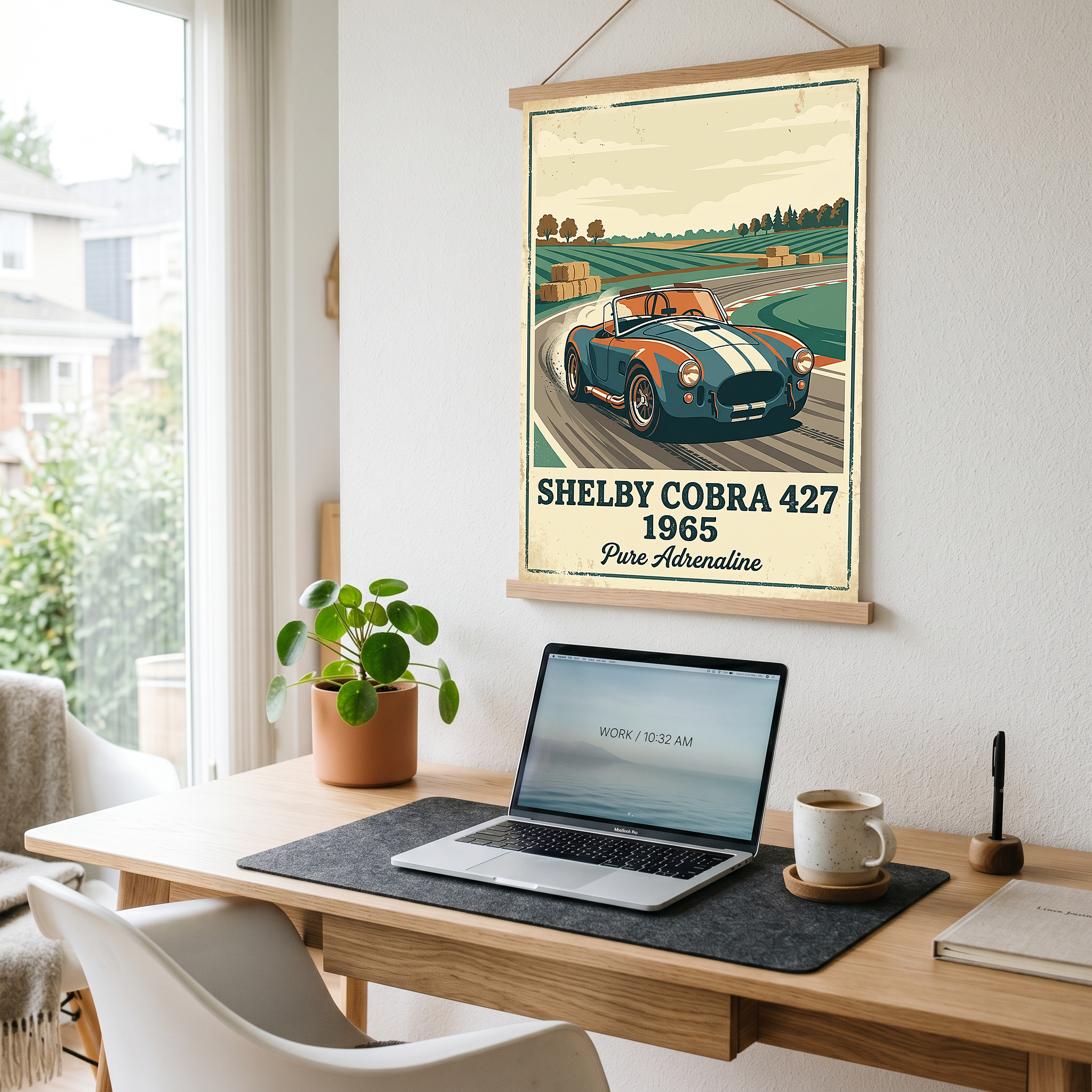Shelby Cobra 427 1965 Poster — Vintage Race Track Roadster Print