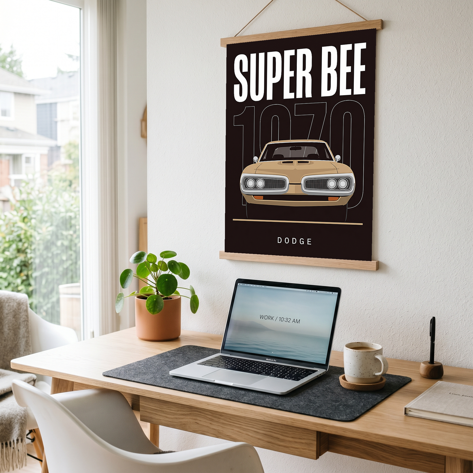 Dodge Super Bee 1970 Minimalist Poster — Black Muscle Car Line Art