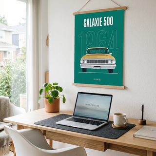 Ford Galaxie 500 1964 Minimalist Poster — Teal Full-Size Classic Line Art