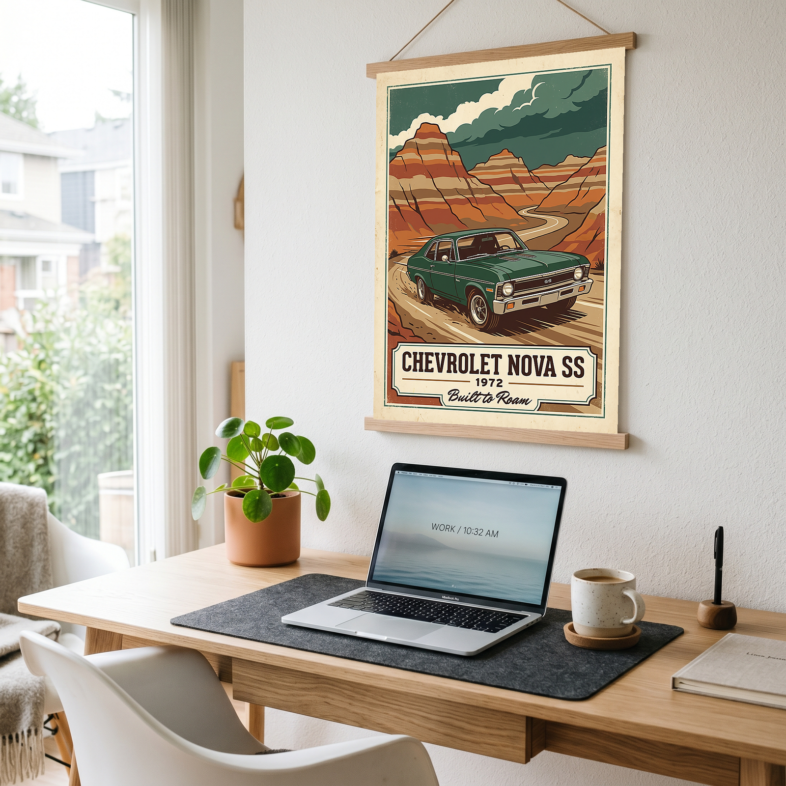 Chevrolet Nova SS 1972 V3 Poster — Vintage Muscle Badlands Canyon Print