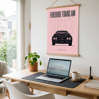 Pontiac Firebird Trans Am 1977 Minimalist Poster — Blush Pink Muscle Line Art