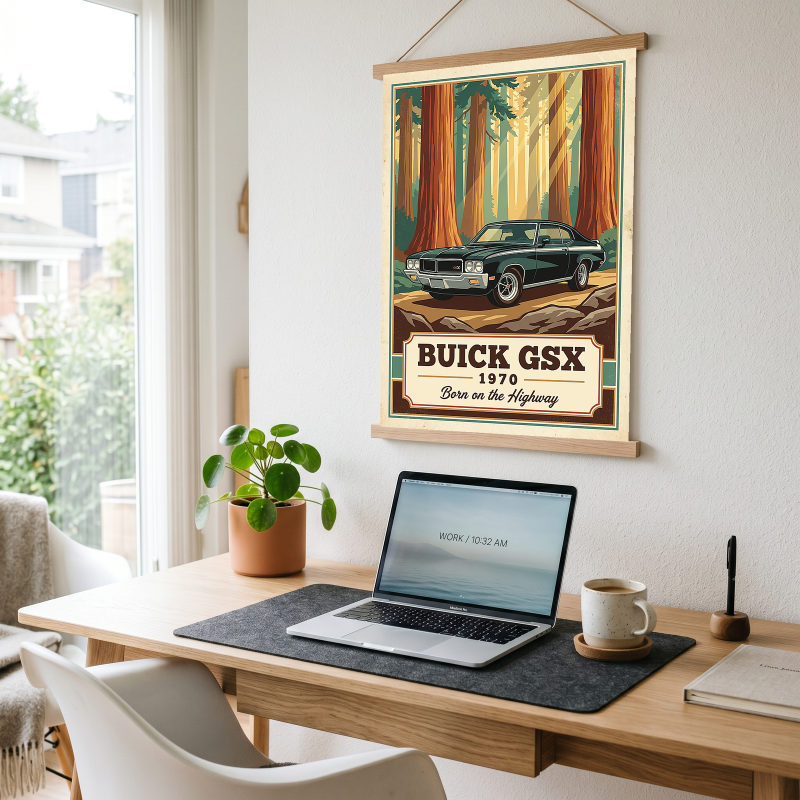Buick GSX 1970 V2 Poster — Vintage Muscle Redwood Forest Light Beam Print