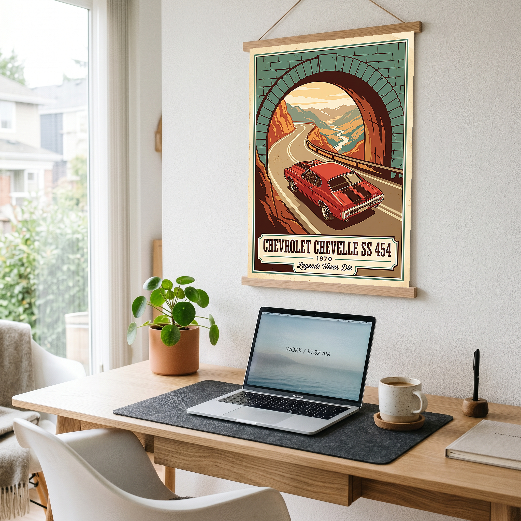 Chevrolet Chevelle SS 454 1970 V9 Stone Tunnel Poster — Vintage Muscle Mountain Pass