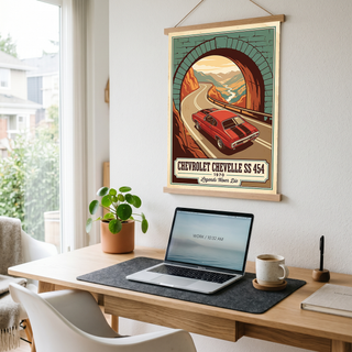Chevrolet Chevelle SS 454 1970 V9 Stone Tunnel Poster — Vintage Muscle Mountain Pass