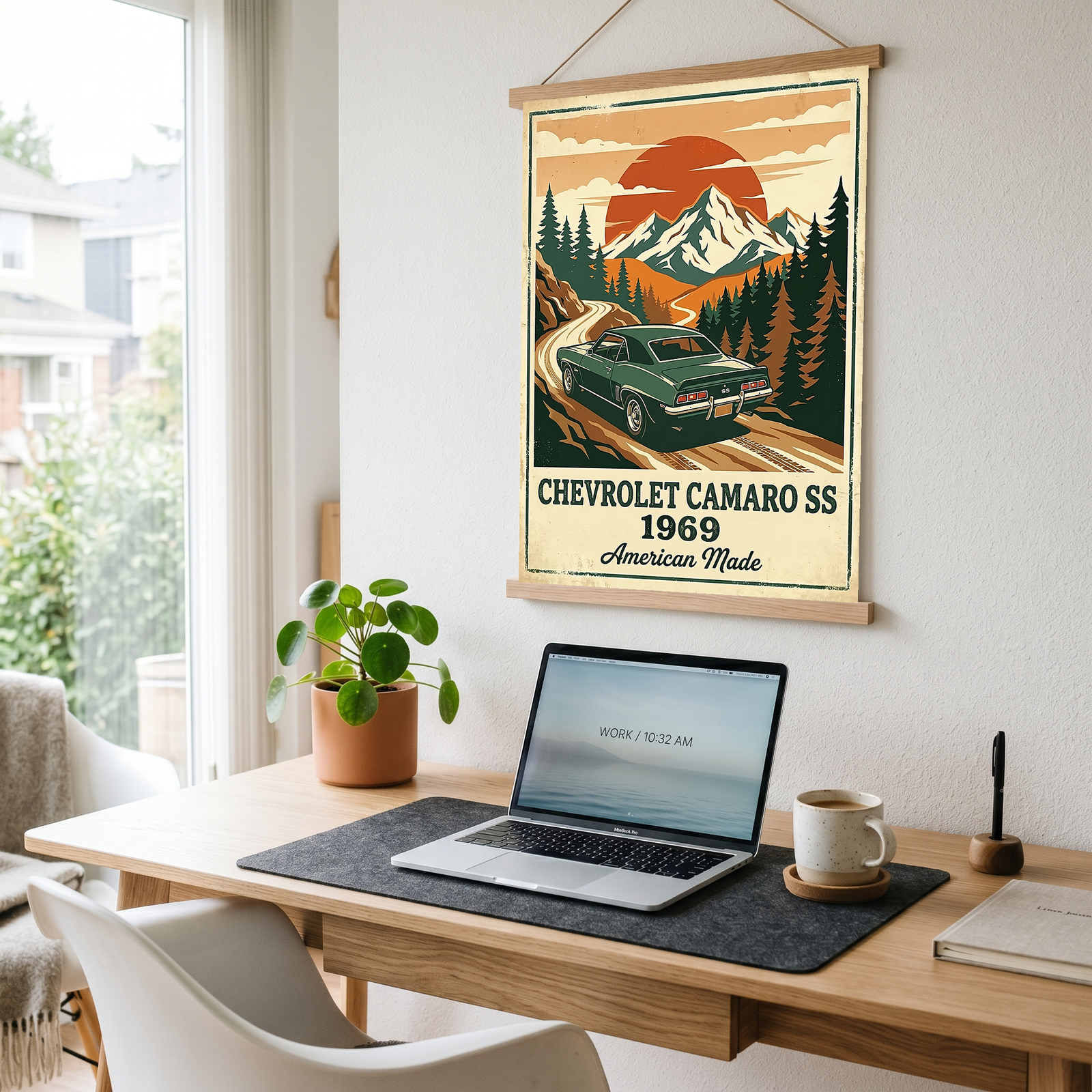 Chevrolet Camaro SS 1969 V2 Poster — Vintage Muscle Car Mountain Pine Print