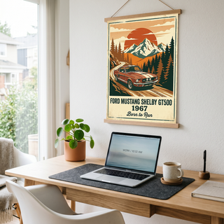 Ford Mustang Shelby GT500 1967 Poster — Vintage Muscle Car Mountain Pine Print