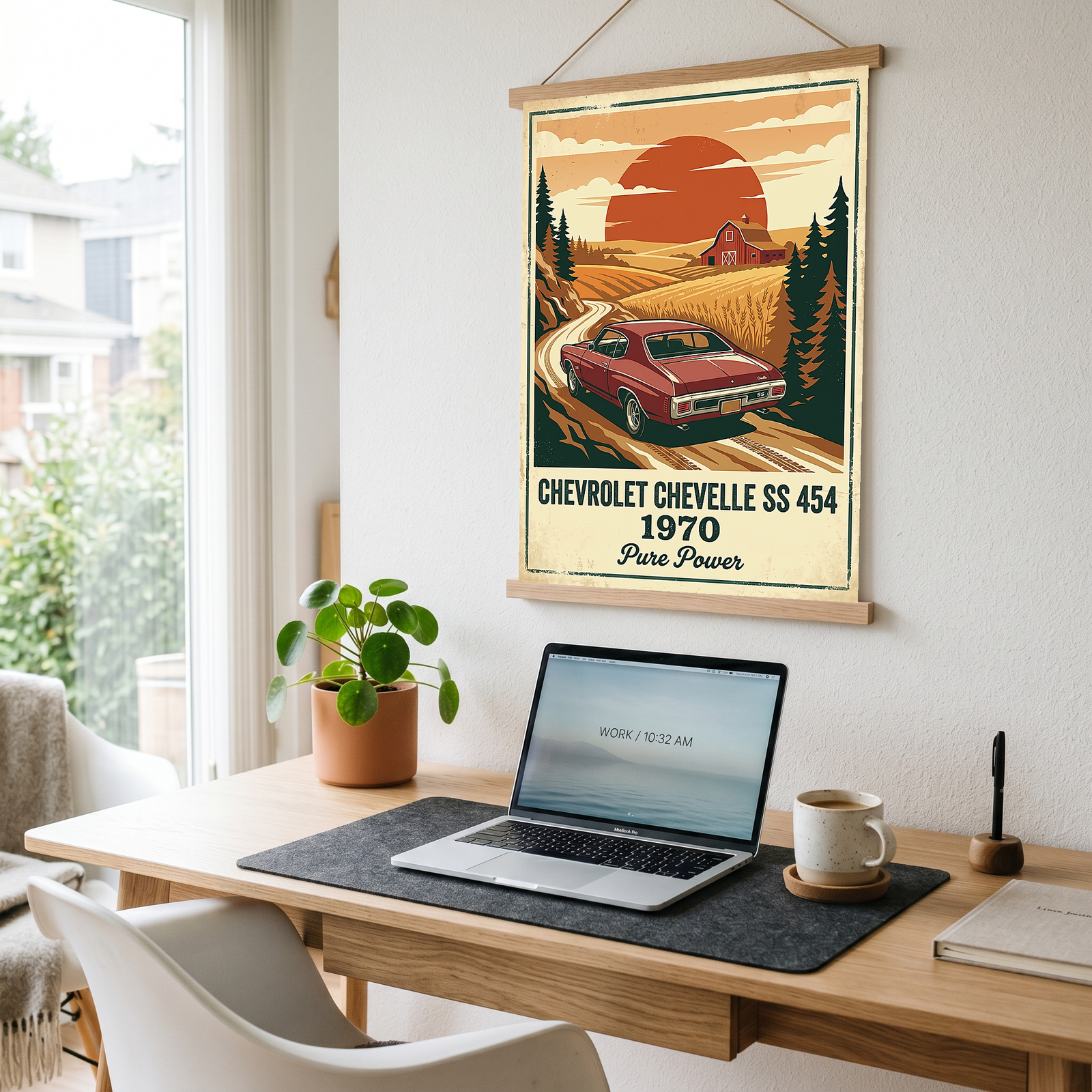 Chevrolet Chevelle SS 454 1970 V5 Poster — Vintage Muscle Car Country Lane Sunset