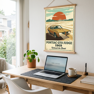 Pontiac GTO Judge 1969 V2 Poster — Vintage Muscle Car Desert Sunset Print
