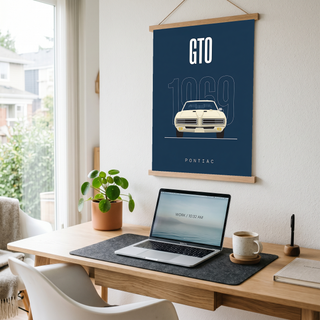 Pontiac GTO 1969 Minimalist Poster — Navy Muscle Car Line Art