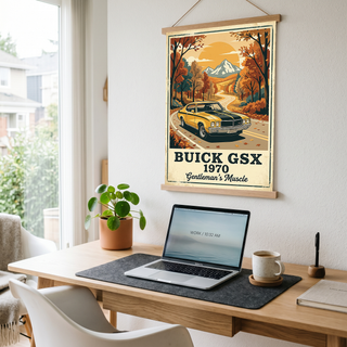 Buick GSX 1970 Poster — Vintage Muscle Car Fall Mountain Road Print