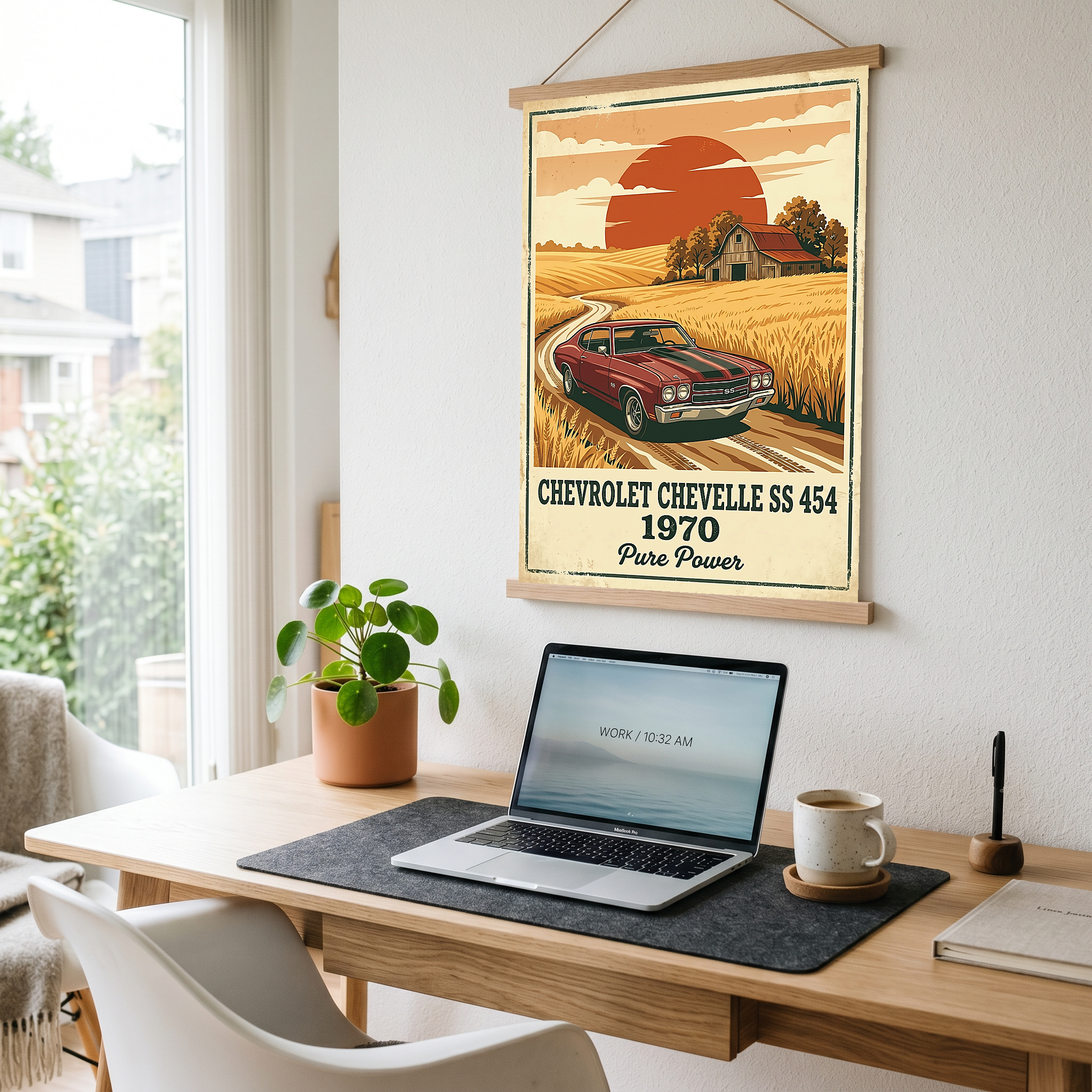 Chevrolet Chevelle SS 454 1970 Poster — Vintage Muscle Car Country Barn Print