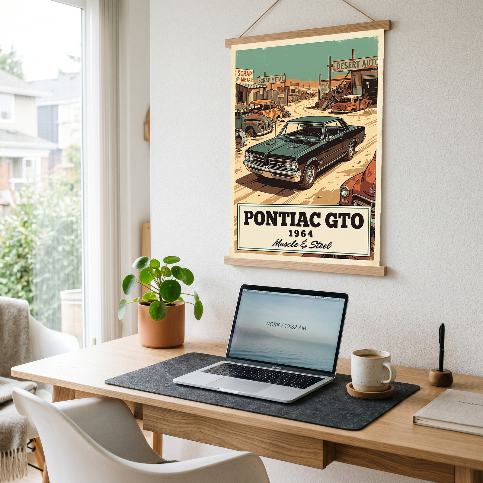 Pontiac GTO 1964 V2 Poster — Vintage Muscle Desert Junkyard Print